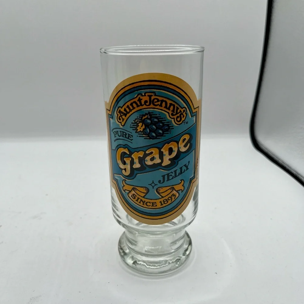 1980s Aunt Jenny’s Grape Jelly Glasses Drinking Tumblers Set Of 4